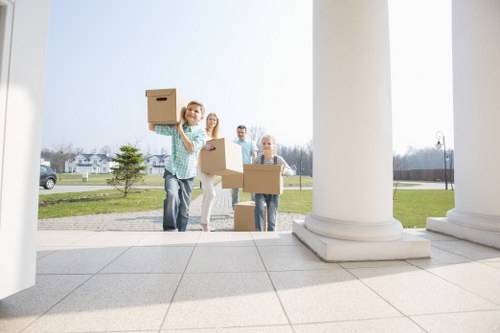 Professional movers packing household items