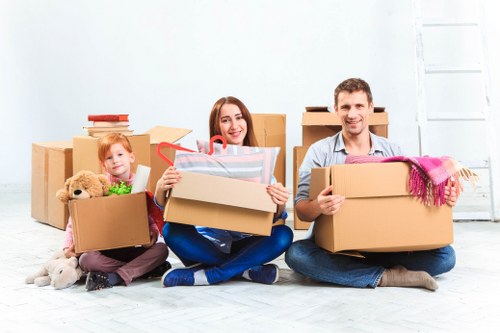 Office relocation equipment and boxes for a Fulham move