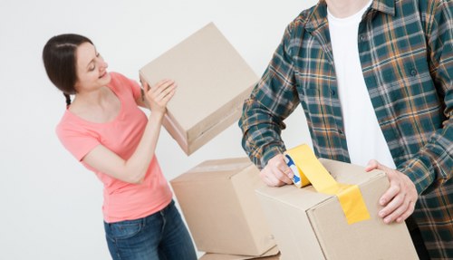 Office relocation service with moving equipment