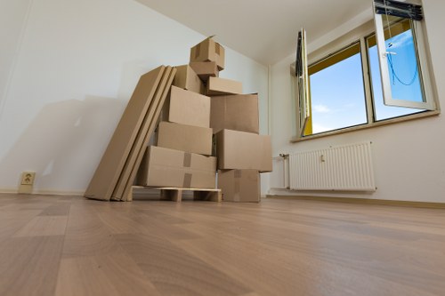 Packed moving boxes prepared by a Fulham removals service