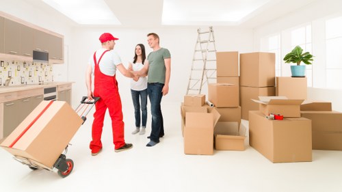 Local removals truck loading furniture in Fulham